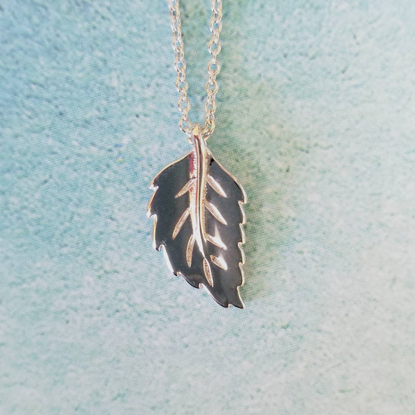 Dainty Leaf Charm and Chain - Sterling Silver