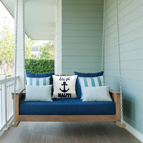 Let's Get Nauti - Embroidered 16" Nautical Pillow Cover