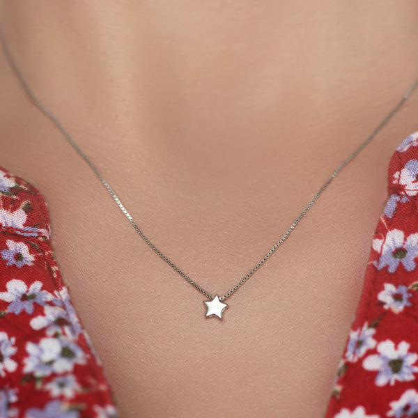 Dainty Sterling Star Necklace - 16 inch